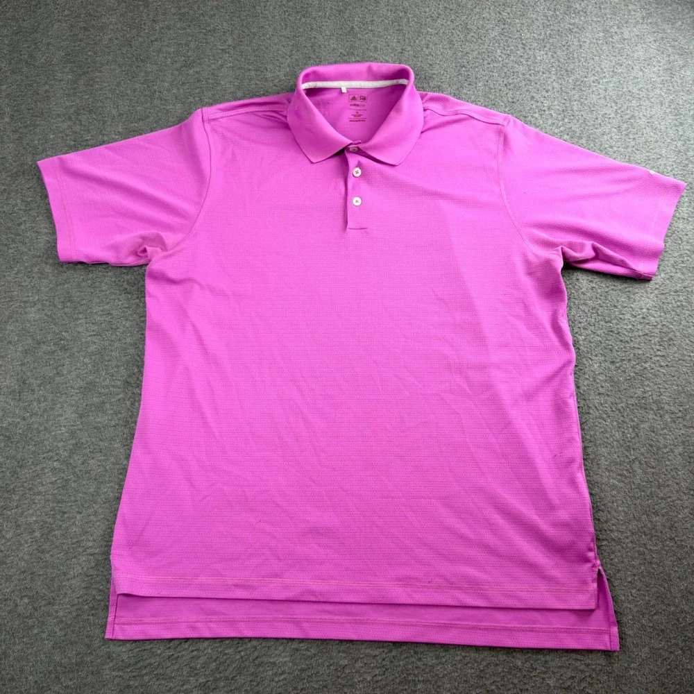 Adidas Golf Polo Shirt Men's XL Pink Climalite Short Sleeve Textured Performance